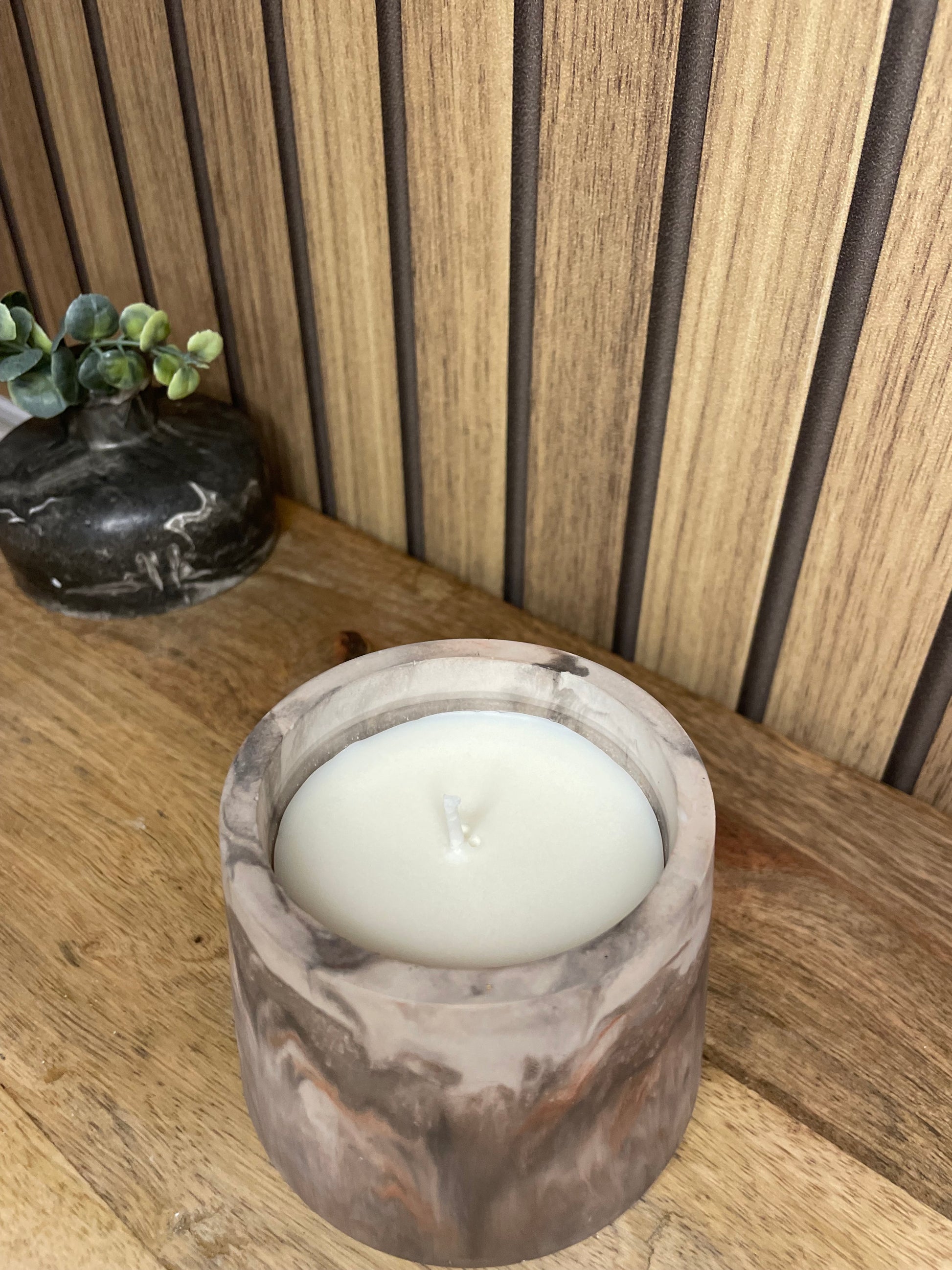 Décoration bougie parfumée terracotta et grise 
