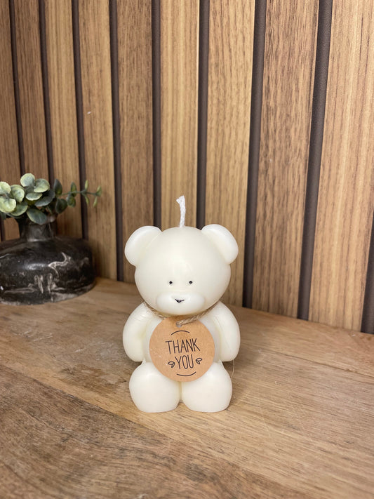 Décoration bougie parfumée nounours. Cire végétal et fragrances de Grasse. Bougie artisanale. Cadeaux pour événements et cérémonies 