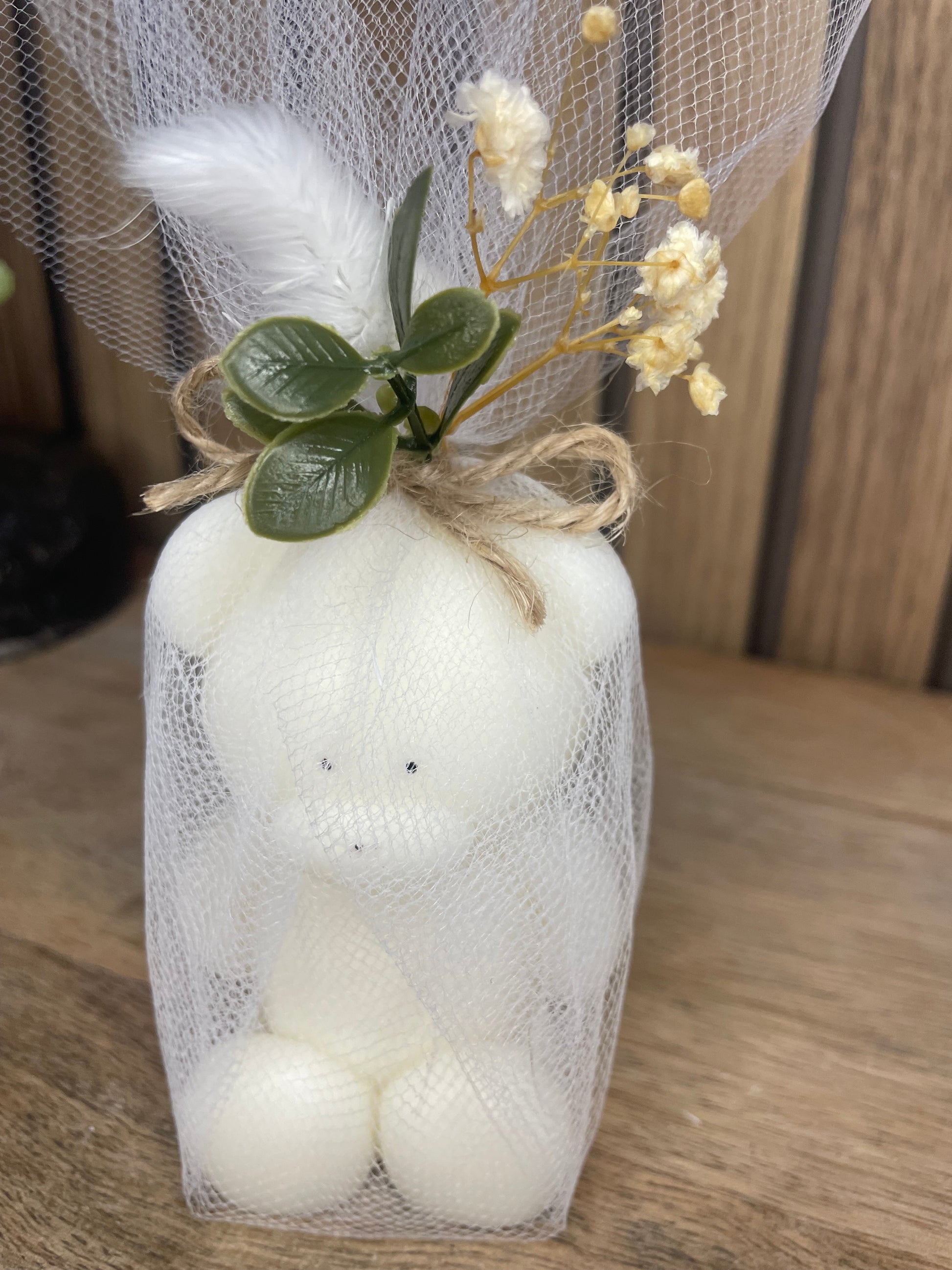 Décoration bougie parfumée nounours et fleurs séchées. Cire végétal et fragrances de Grasse. Bougie artisanale. Cadeaux pour événements et cérémonies 
